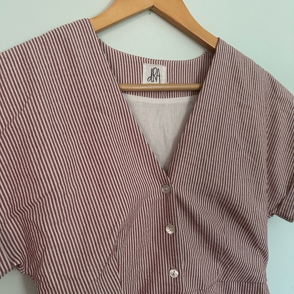 Striped V-Neck Button-Down Dress Anthropologie dRA - Picture 6 of 8